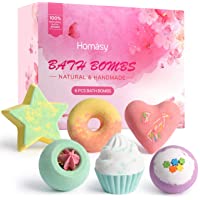 Homasy 6 Piezas Bombas de Baño- Kit SPA de Aceite Esencial Hecho a Mano- Bombas de Baño de Burbujas Efervescentes…